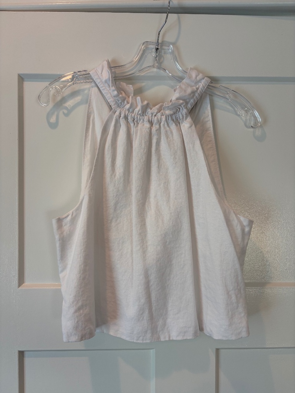 white linen halter neck top
